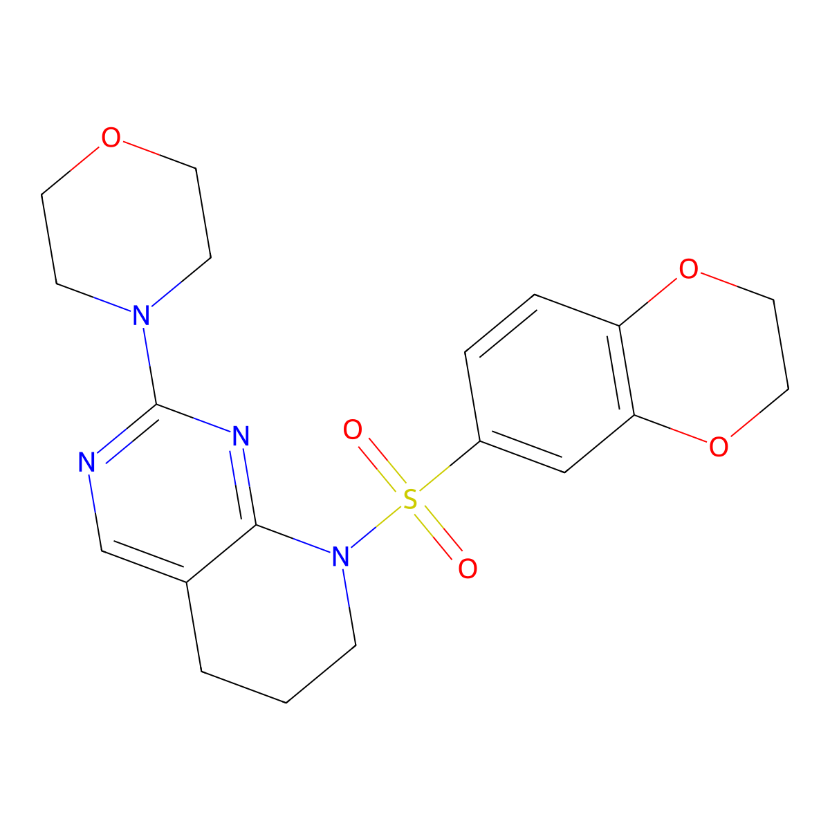 4-(8-((2,3-Dihydrobenzo[b][1,4]dioxin-6-yl)sulfonyl)-5,6,7,8-tetrahydropyrido[2,3-d]pyrimidin-2-yl)morpholine molecular structure, CAS 2176271-24-0