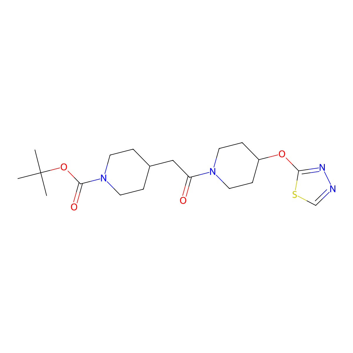 Tert-butyl 4-{2-oxo-2-[4-(1,3,4-thiadiazol-2-yloxy)piperidin-1-yl]ethyl}piperidine-1-carboxylate molecular structure, CAS 2176271-31-9