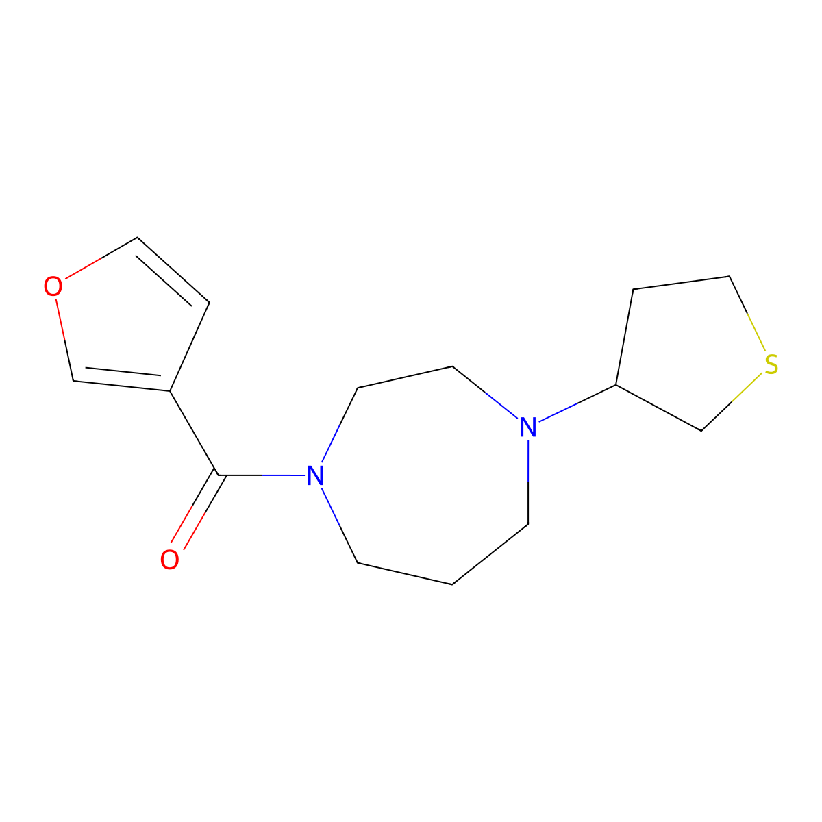 1-(Furan-3-carbonyl)-4-(thiolan-3-YL)-1,4-diazepane molecular structure, CAS 2176336-45-9