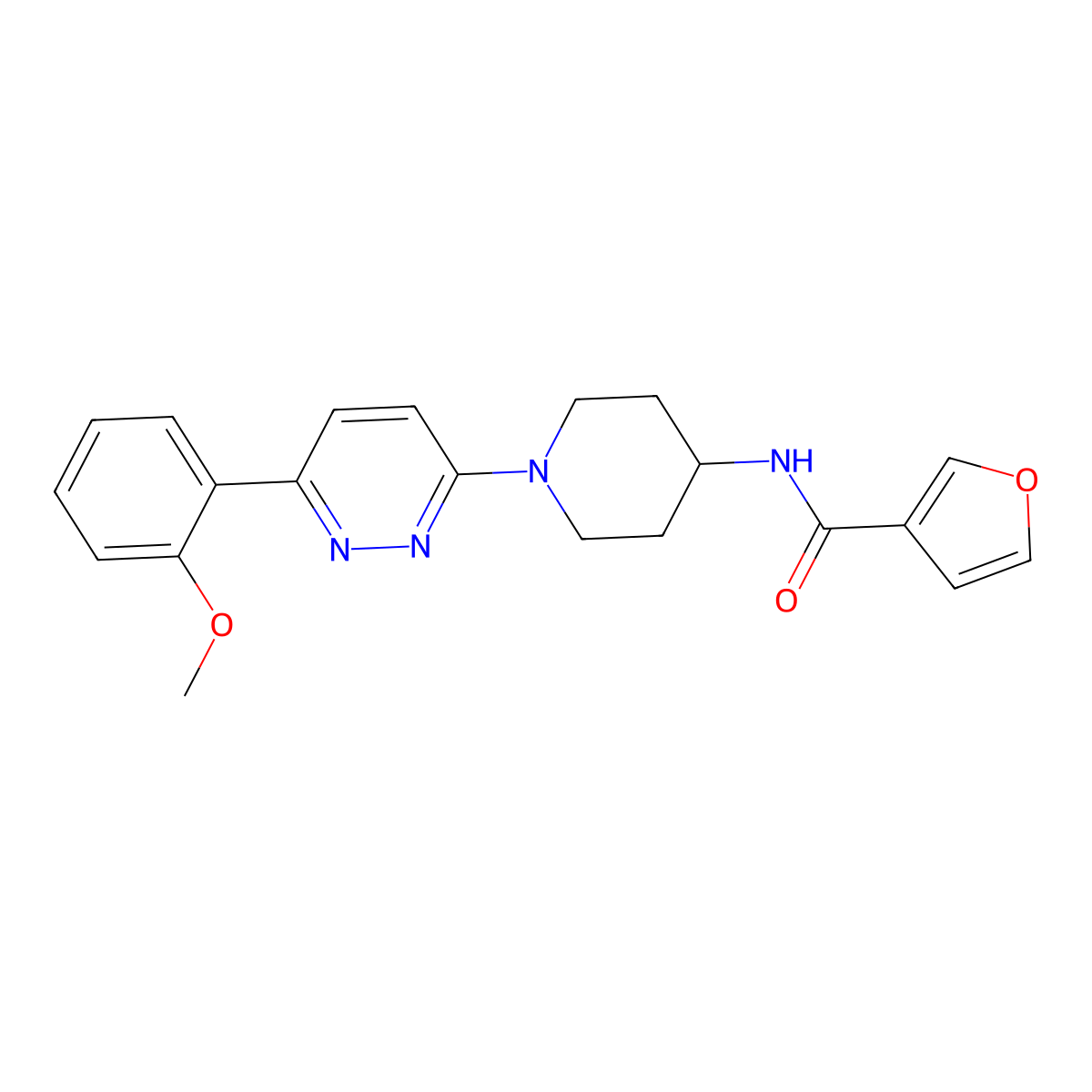 N-(1-(6-(2-methoxyphenyl)pyridazin-3-yl)piperidin-4-yl)furan-3-carboxamide molecular structure, CAS 2176338-44-4