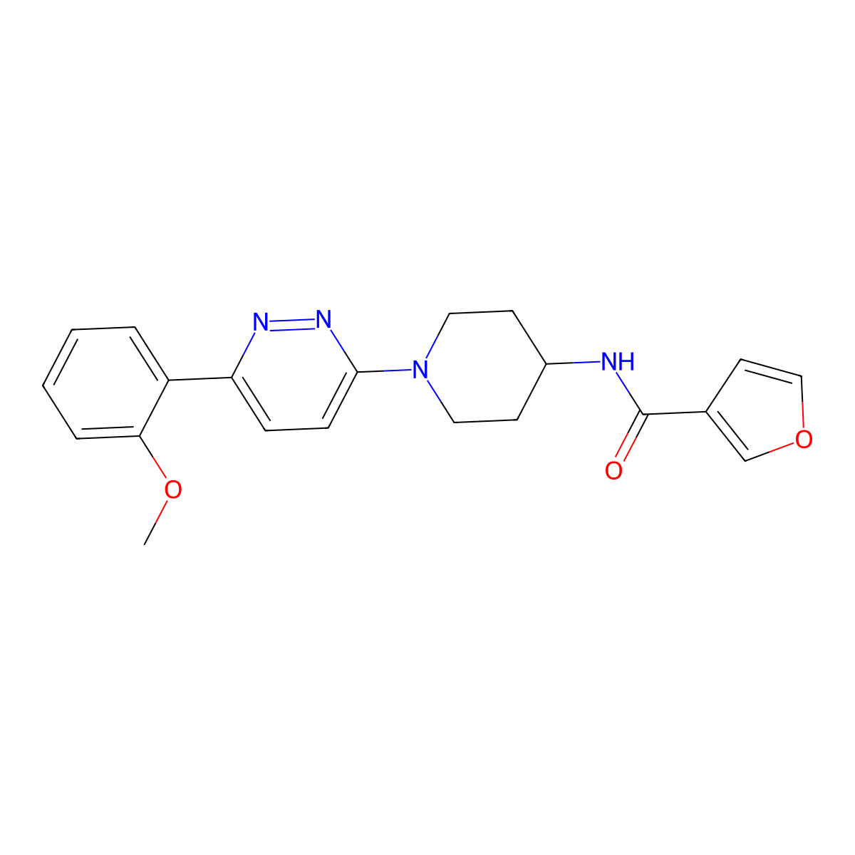 N-(1-(6-(2-methoxyphenyl)pyridazin-3-yl)piperidin-4-yl)furan-3-carboxamide molecular structure, CAS 2176338-44-4