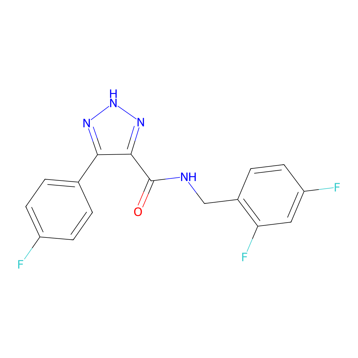N-(2,4-difluorobenzyl)-4-(4-fluorophenyl)-1H-1,2,3-triazole-5-carboxamide molecular structure, CAS 2176338-46-6