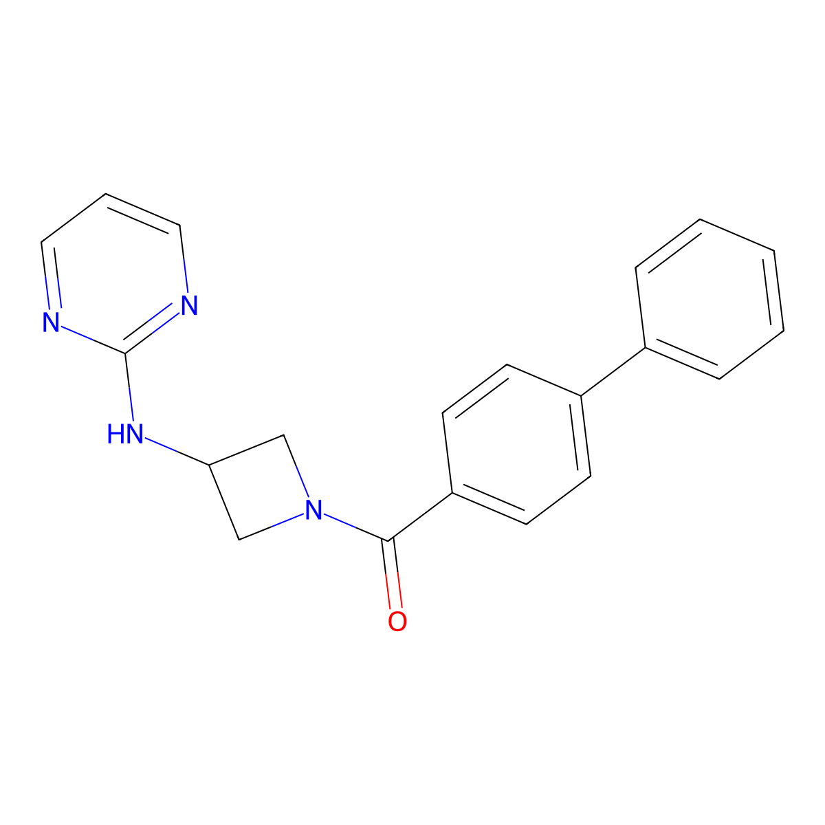 [1,1'-Biphenyl]-4-yl(3-(pyrimidin-2-ylamino)azetidin-1-yl)methanone molecular structure, CAS 2176338-47-7
