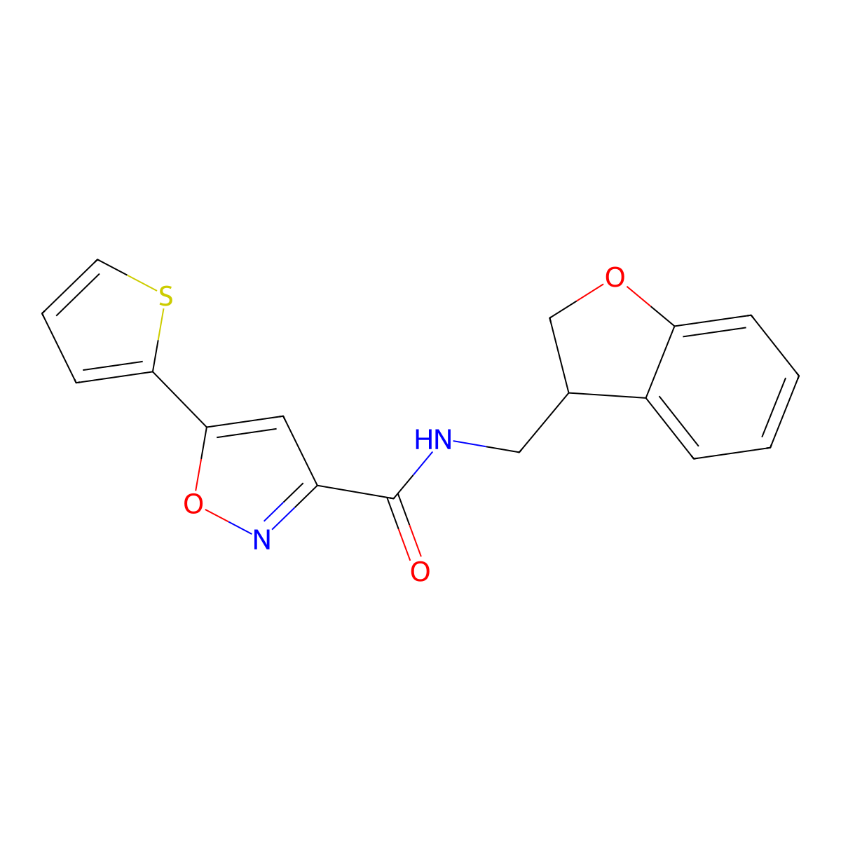 N-((2,3-dihydrobenzofuran-3-yl)methyl)-5-(thiophen-2-yl)isoxazole-3-carboxamide molecular structure, CAS 2176338-49-9