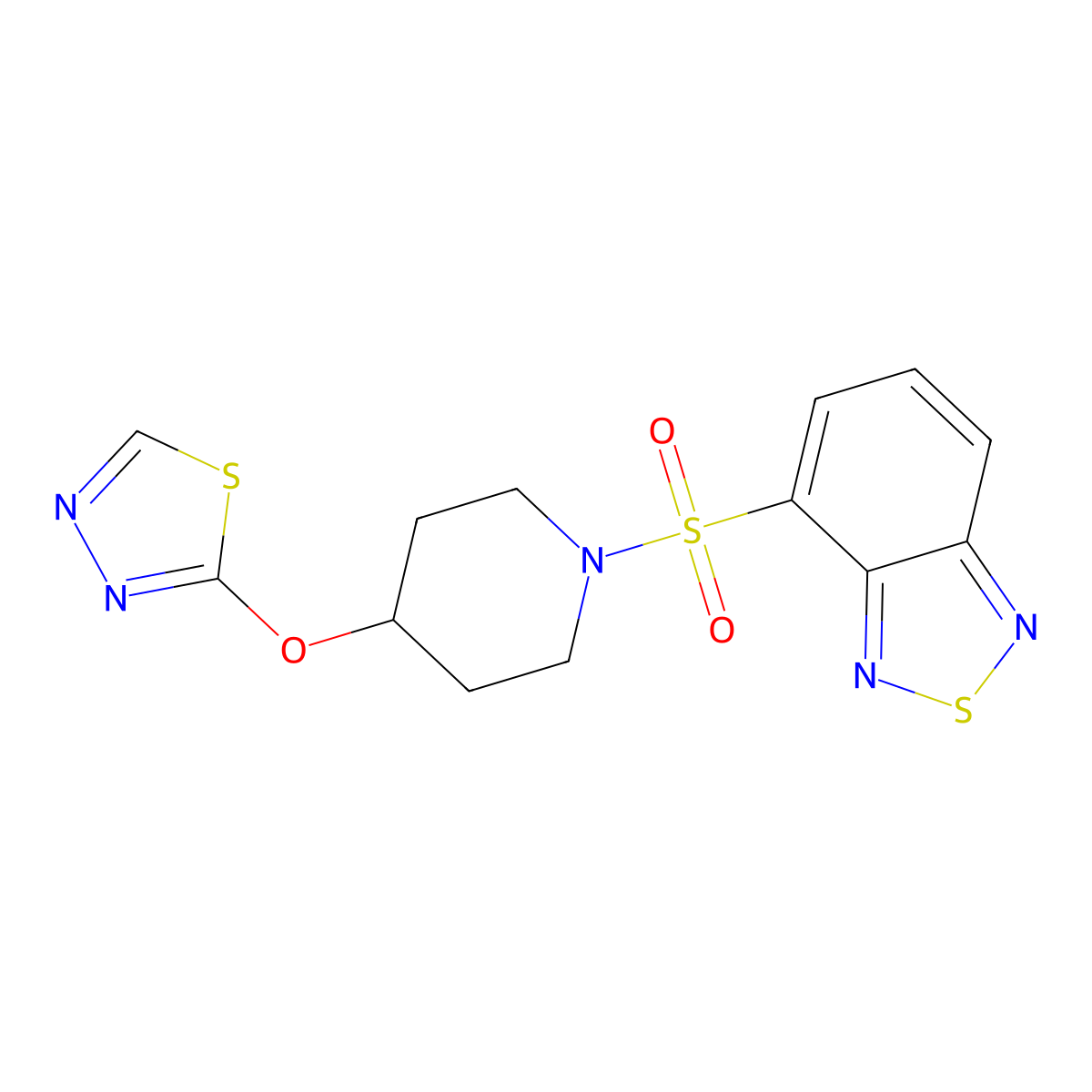 4-{[4-(1,3,4-Thiadiazol-2-yloxy)piperidin-1-yl]sulfonyl}-2,1,3-benzothiadiazole molecular structure, CAS 2176338-57-9
