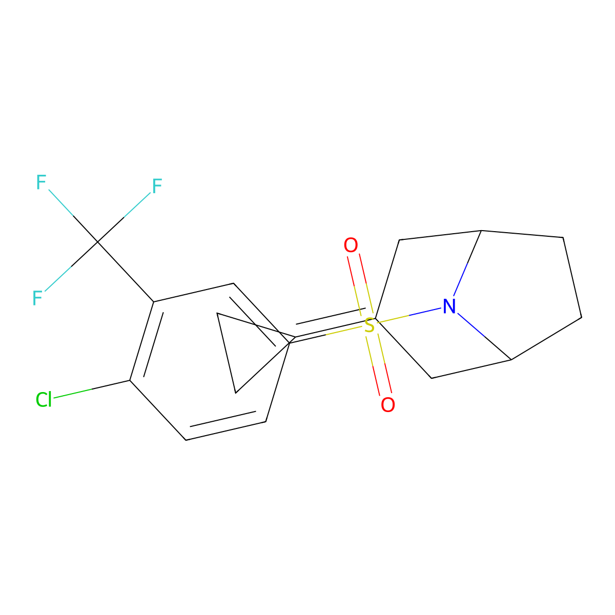 (1R,5S)-8-((4-chloro-3-(trifluoromethyl)phenyl)sulfonyl)-3-cyclopropylidene-8-azabicyclo[3.2.1]octane molecular structure, CAS 2176338-58-0