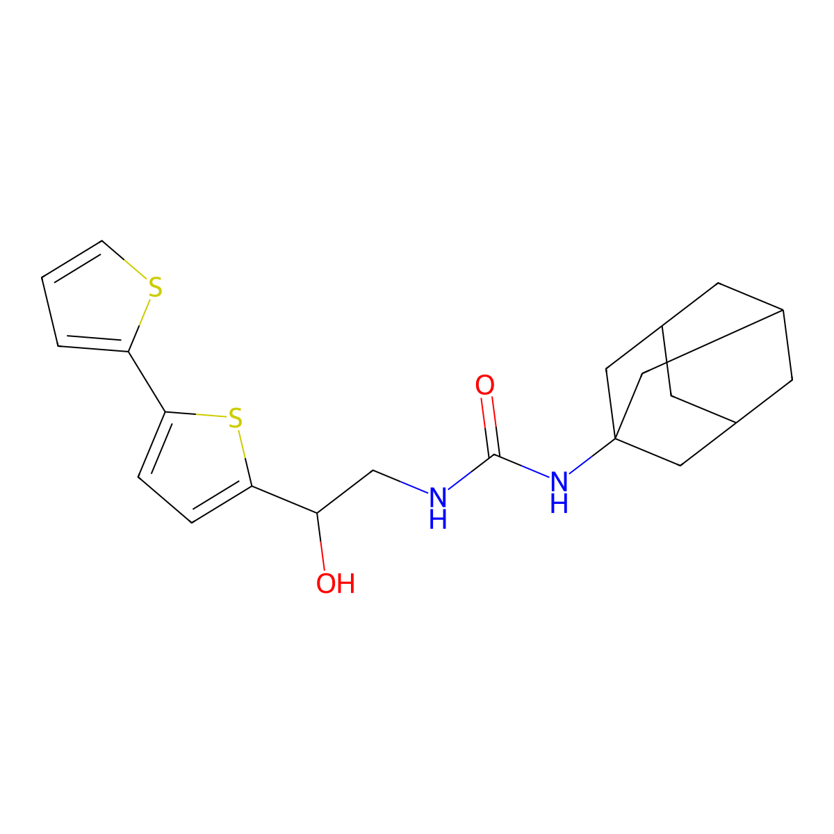 1-(Adamantan-1-yl)-3-(2-{[2,2'-bithiophene]-5-yl}-2-hydroxyethyl)urea molecular structure, CAS 2176338-64-8