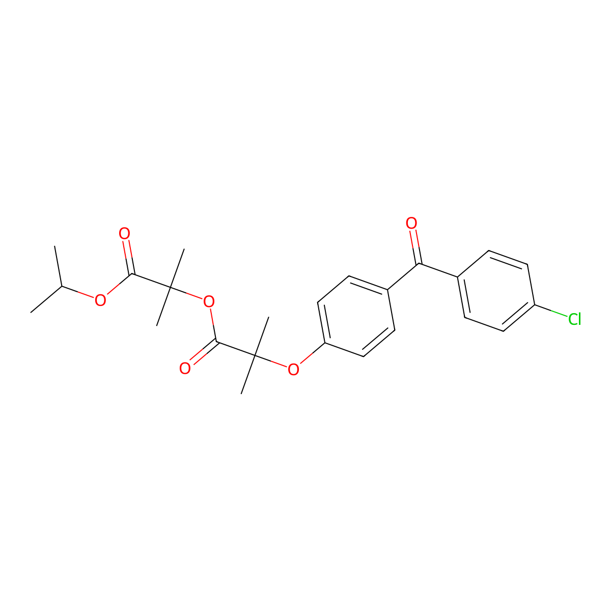 1,1-Dimethyl-2-(1-methylethoxy)-2-oxoethyl 2-(4-(4-chlorobenzoyl)phenoxy)-2-methylpropanoate molecular structure, CAS 217636-48-1