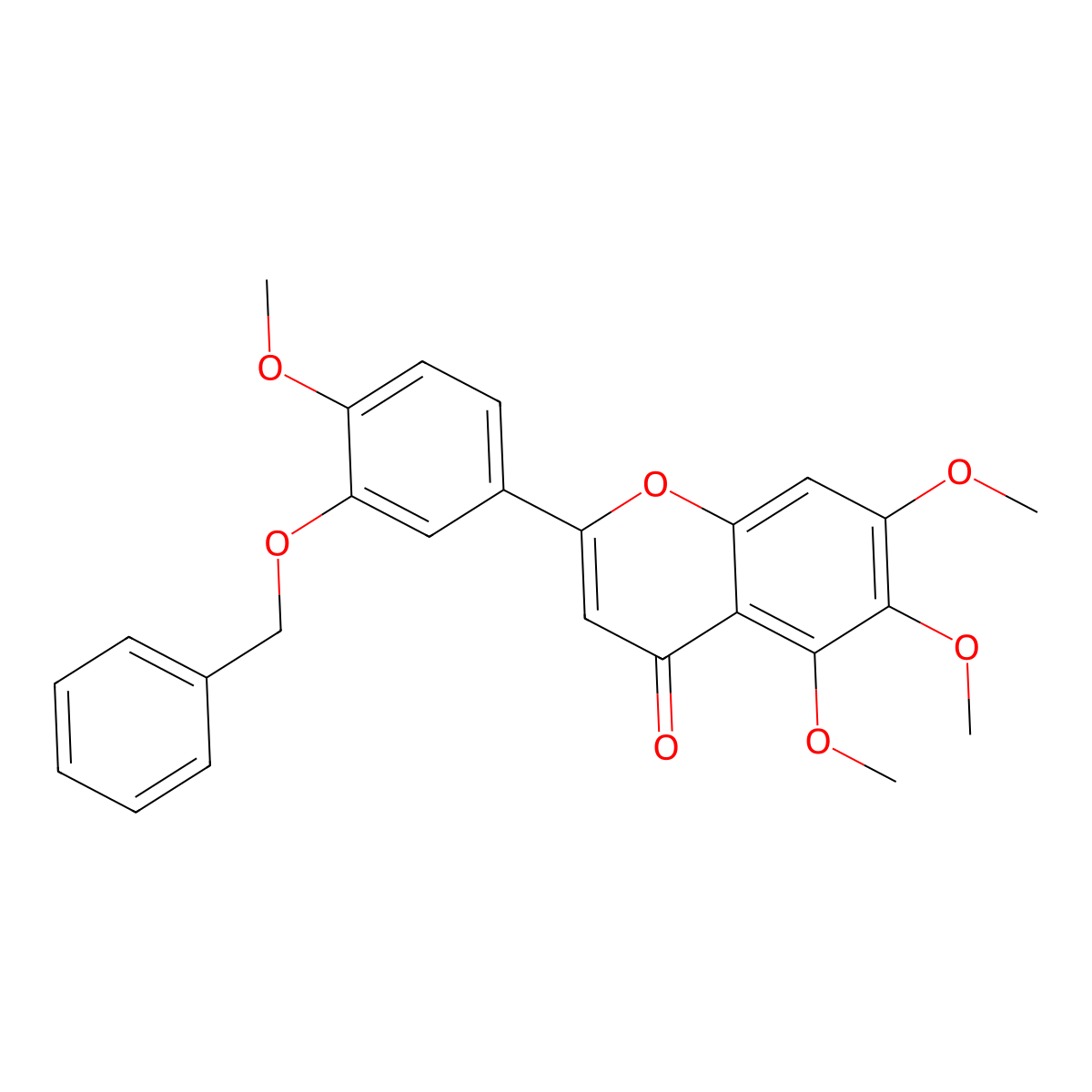 3'-Benzyloxy-5,6,7,4'-tetramethoxyflavone molecular structure, CAS 21764-08-9