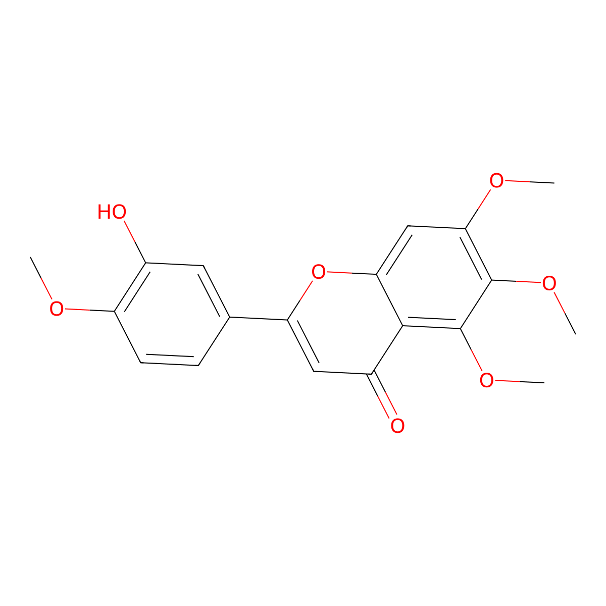 3'-Hydroxy-5,6,7,4'-tetramethoxyflavone molecular structure, CAS 21764-09-0