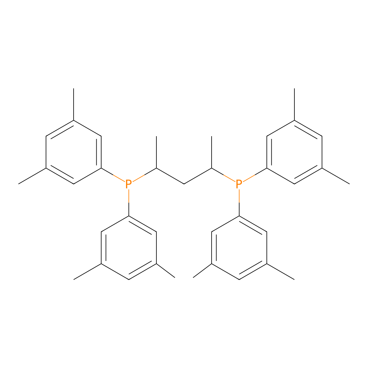 (2R,4R)-Pentane-2,4-diylbis(bis(3,5-dimethylphenyl)phosphine) molecular structure, CAS 217648-63-0