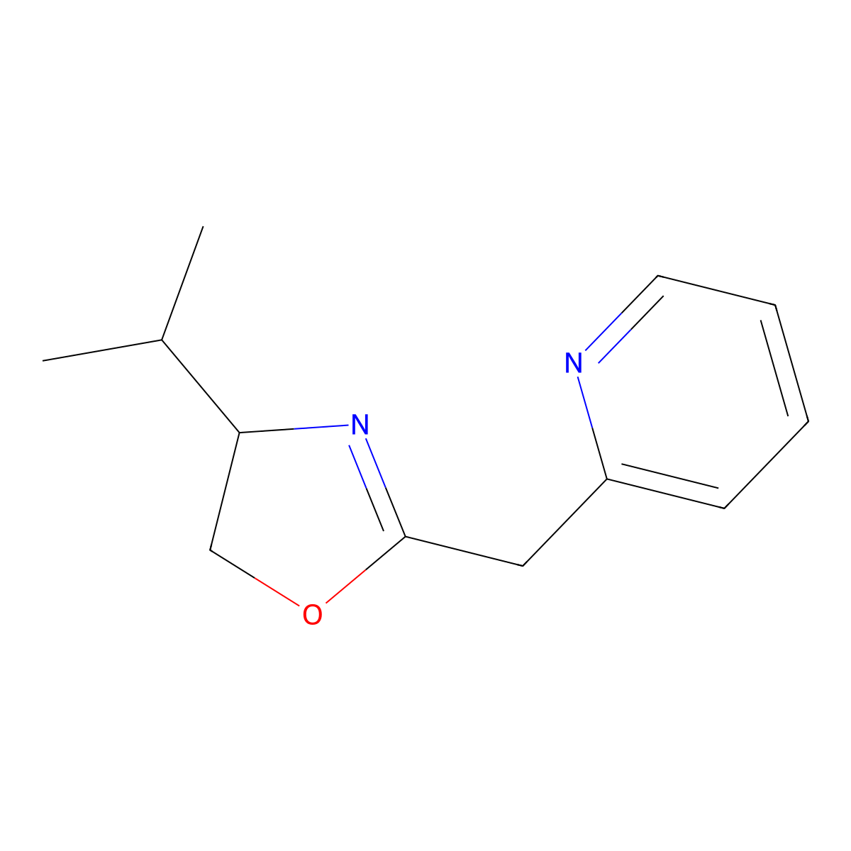 (S)-4-Isopropyl-2-(pyridin-2-ylmethyl)-4,5-dihydrooxazole molecular structure, CAS 217653-18-4