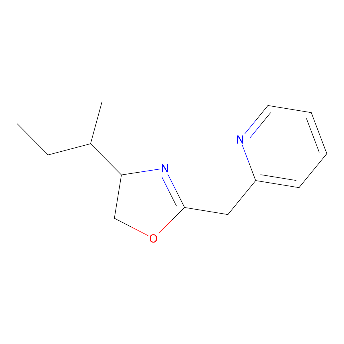 (S)-4-((S)-sec-Butyl)-2-(pyridin-2-ylmethyl)-4,5-dihydrooxazole molecular structure, CAS 217653-28-6