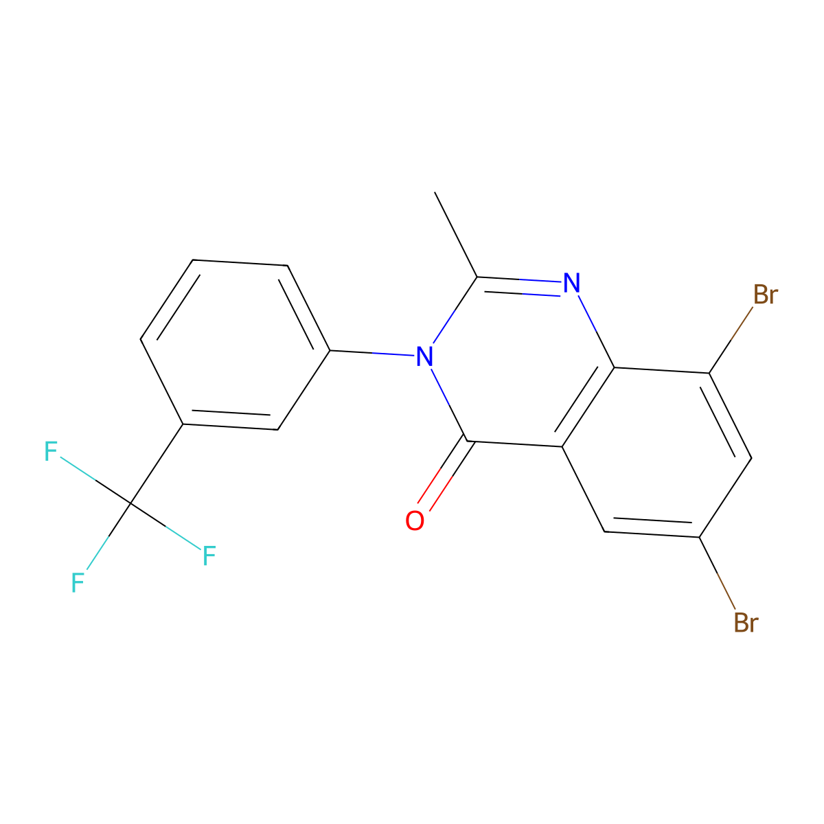 4(3h)-Quinazolinone,6,8-dibromo-2-methyl-3-[3-(trifluoromethyl)phenyl]- molecular structure, CAS 217655-66-8