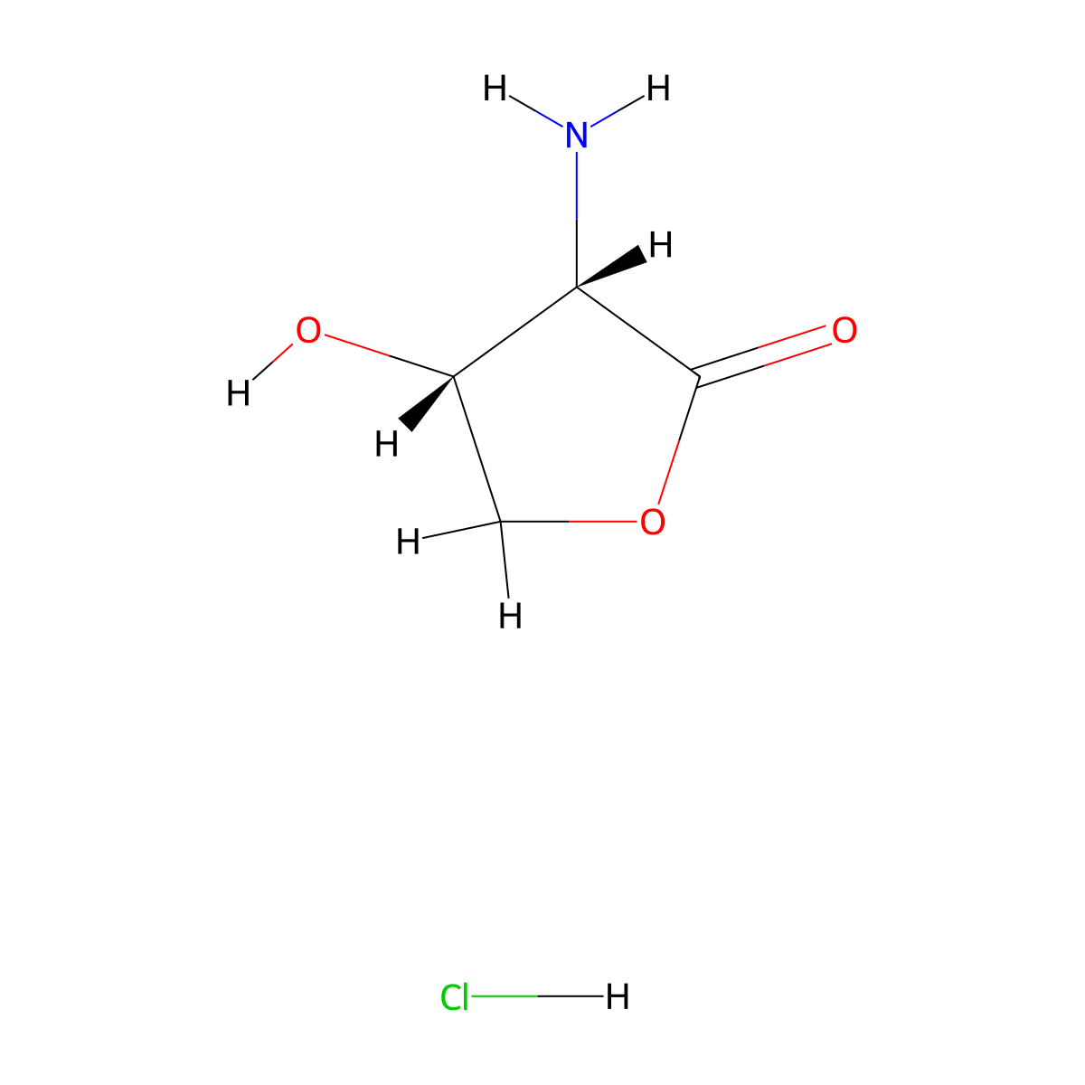 (3S,4R)-3-amino-4-hydroxyoxolan-2-one hydrochloride molecular structure, CAS 21768-47-8