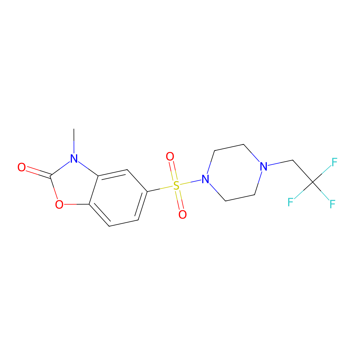 3-methyl-5-{[4-(2,2,2-trifluoroethyl)piperazin-1-yl]sulfonyl}-1,3-benzoxazol-2(3H)-one molecular structure, CAS 2176878-45-6