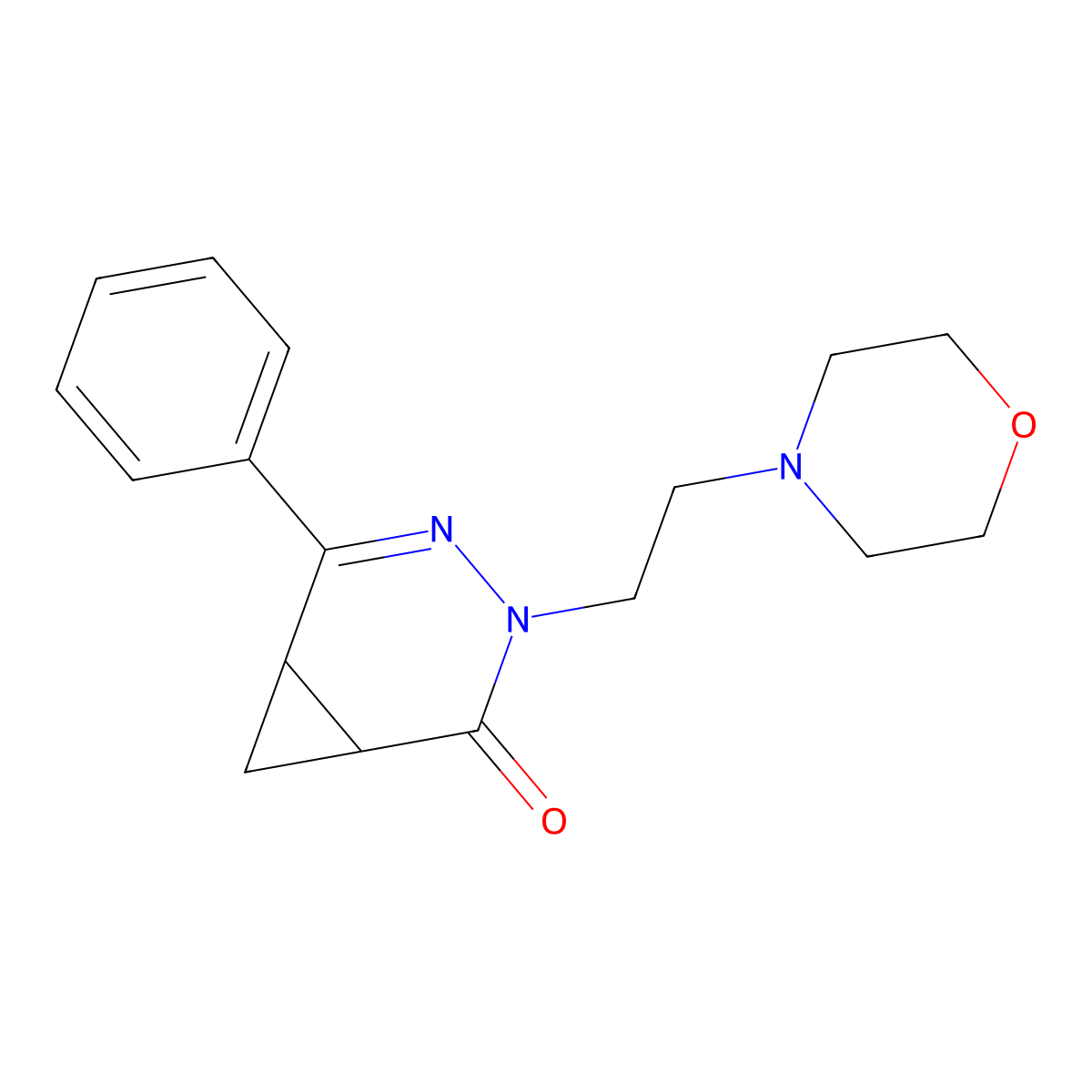 3,4-Diazabicyclo(4.1.0)hept-2-en-5-one, 4-(2-morpholinoethyl)-2-phenyl- molecular structure, CAS 21769-53-9