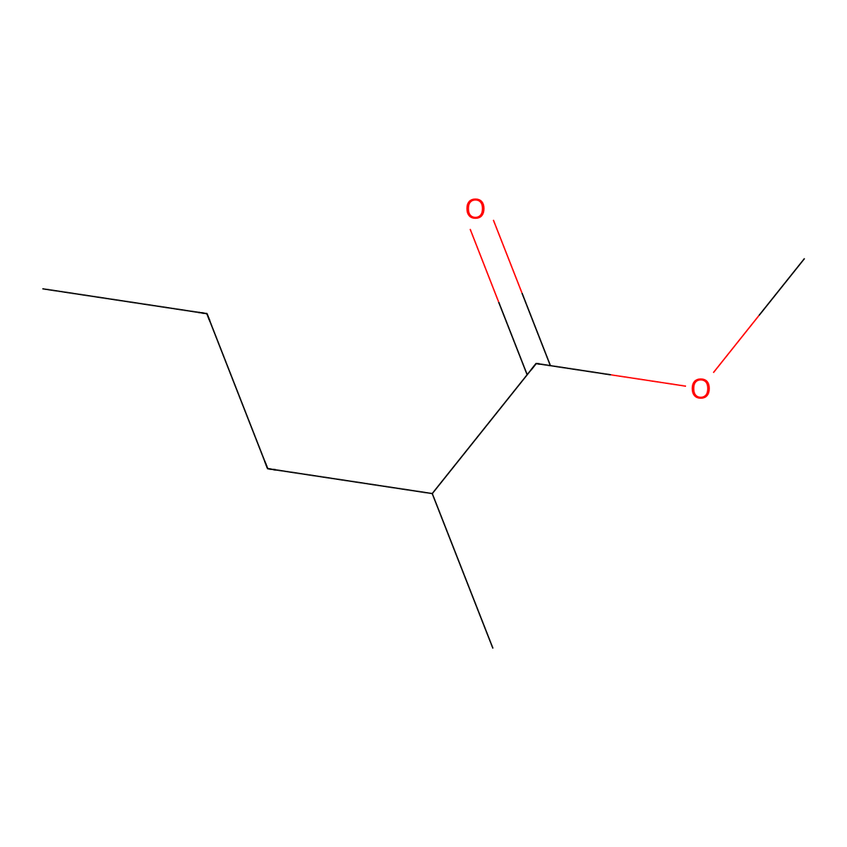 Methyl 2-methylpentanoate molecular structure, CAS 2177-77-7