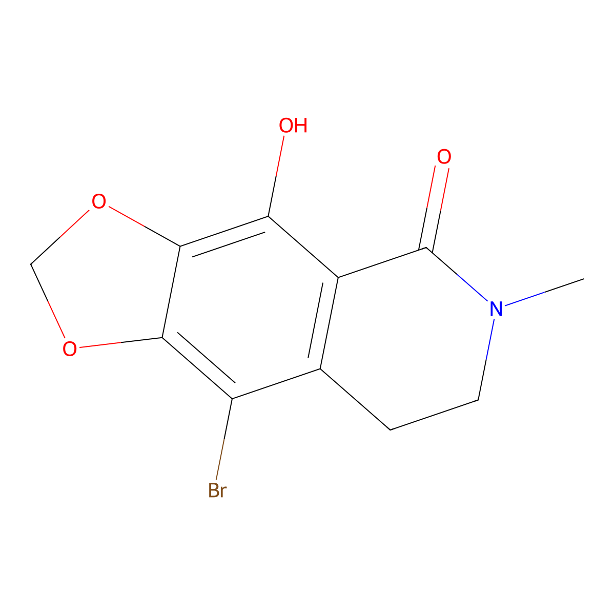 9-bromo-4-hydroxy-6-methyl-7,8-dihydro[1,3]dioxolo[4,5-g]isoquinolin-5(6H)-one molecular structure, CAS 2177025-77-1