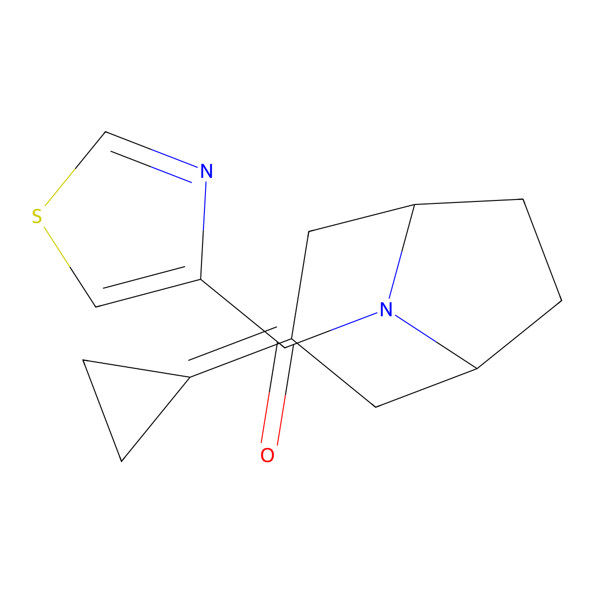 3-Cyclopropylidene-8-(1,3-thiazole-4-carbonyl)-8-azabicyclo[3.2.1]octane molecular structure, CAS 2177025-92-0