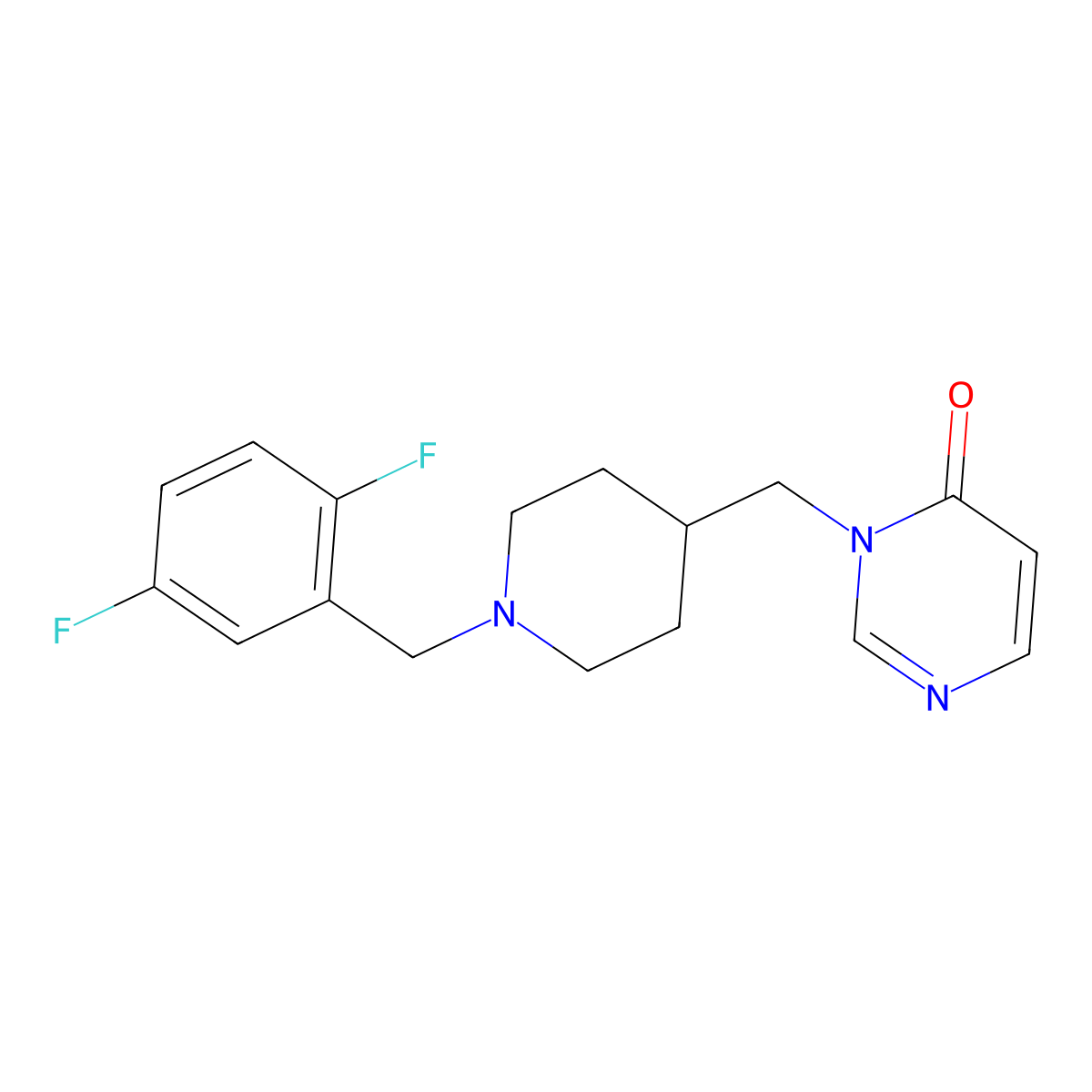 3-({1-[(2,5-Difluorophenyl)methyl]piperidin-4-yl}methyl)-3,4-dihydropyrimidin-4-one molecular structure, CAS 2177025-99-7
