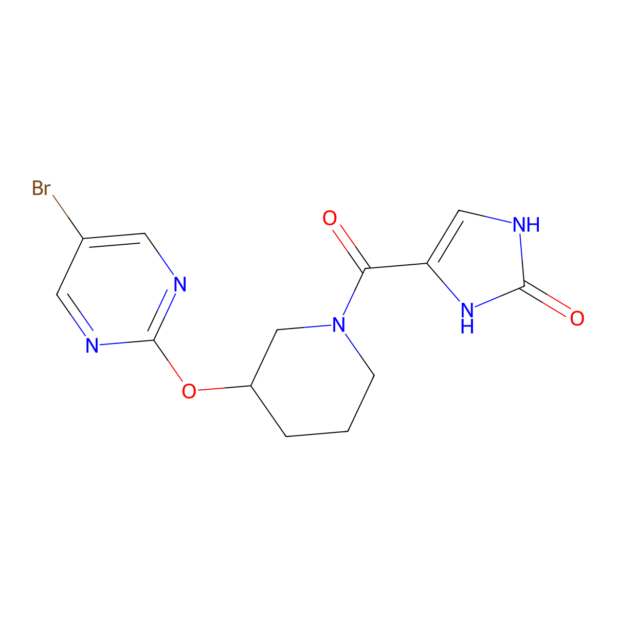 4-(3-((5-bromopyrimidin-2-yl)oxy)piperidine-1-carbonyl)-1H-imidazol-2(3H)-one molecular structure, CAS 2177059-50-4