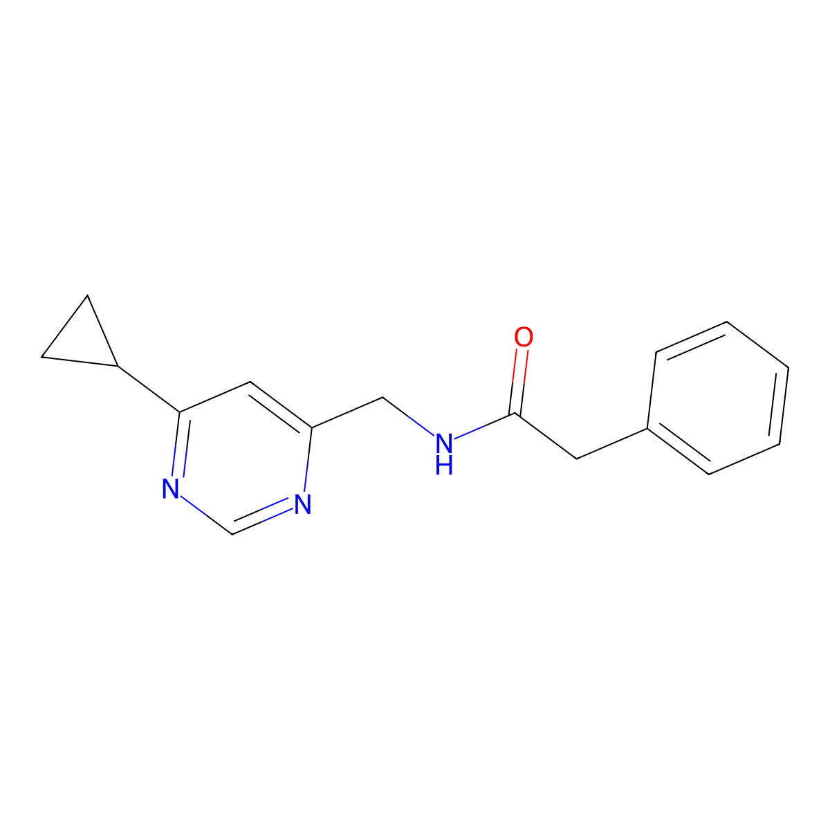 N-[(6-cyclopropylpyrimidin-4-yl)methyl]-2-phenylacetamide molecular structure, CAS 2177060-19-2