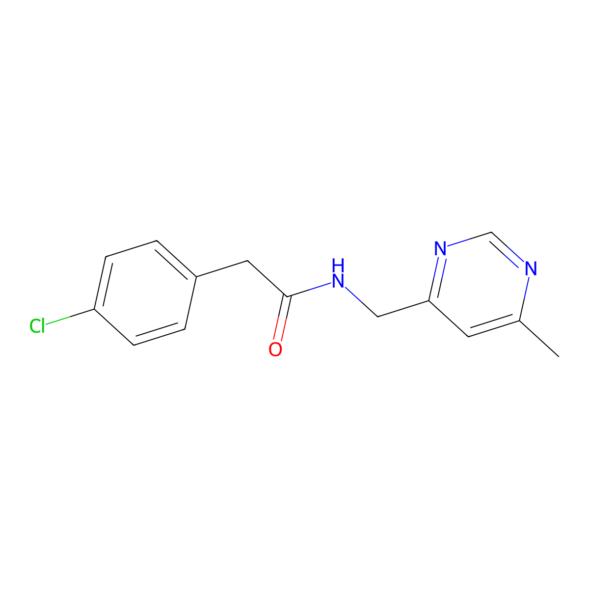 2-(4-chlorophenyl)-N-[(6-methylpyrimidin-4-yl)methyl]acetamide molecular structure, CAS 2177060-34-1