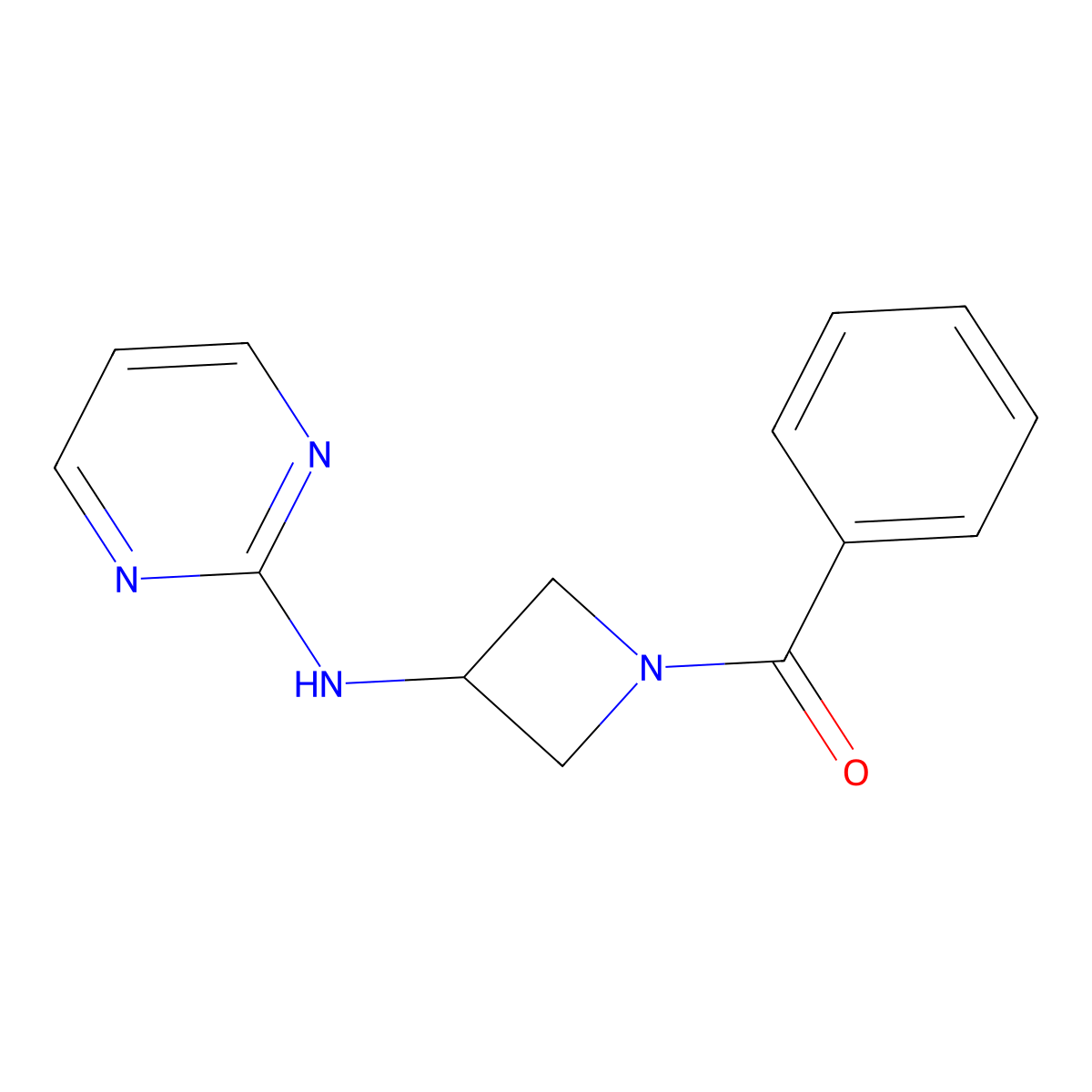 Phenyl(3-(pyrimidin-2-ylamino)azetidin-1-yl)methanone molecular structure, CAS 2177060-36-3