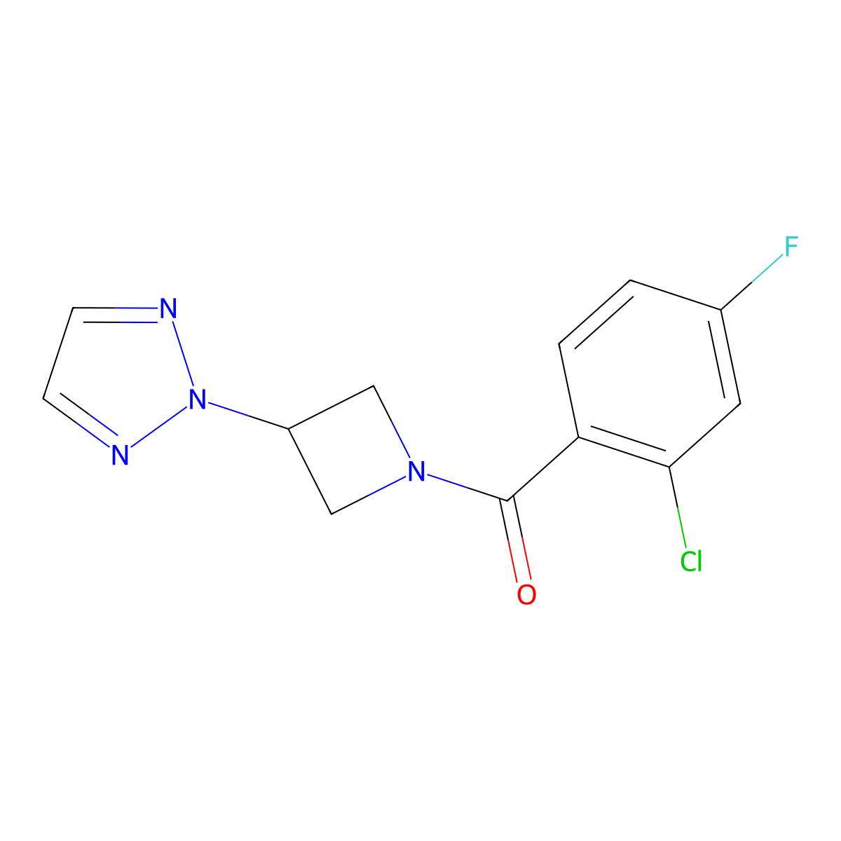 (3-(2H-1,2,3-triazol-2-yl)azetidin-1-yl)(2-chloro-4-fluorophenyl)methanone molecular structure, CAS 2177060-47-6