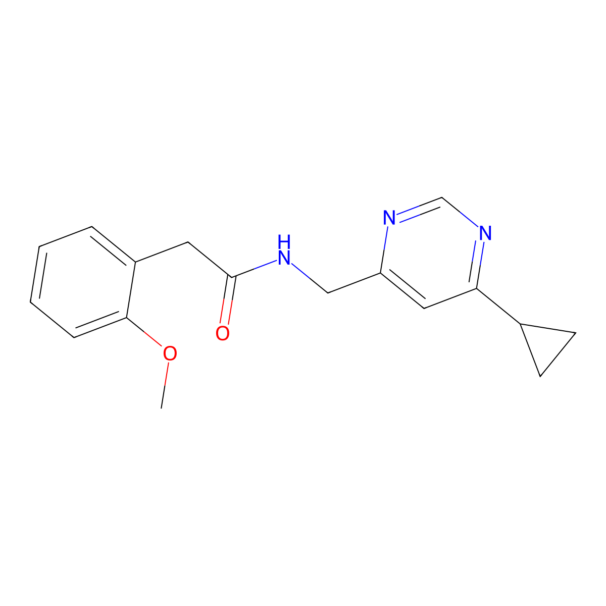 N-[(6-cyclopropylpyrimidin-4-yl)methyl]-2-(2-methoxyphenyl)acetamide molecular structure, CAS 2177060-61-4