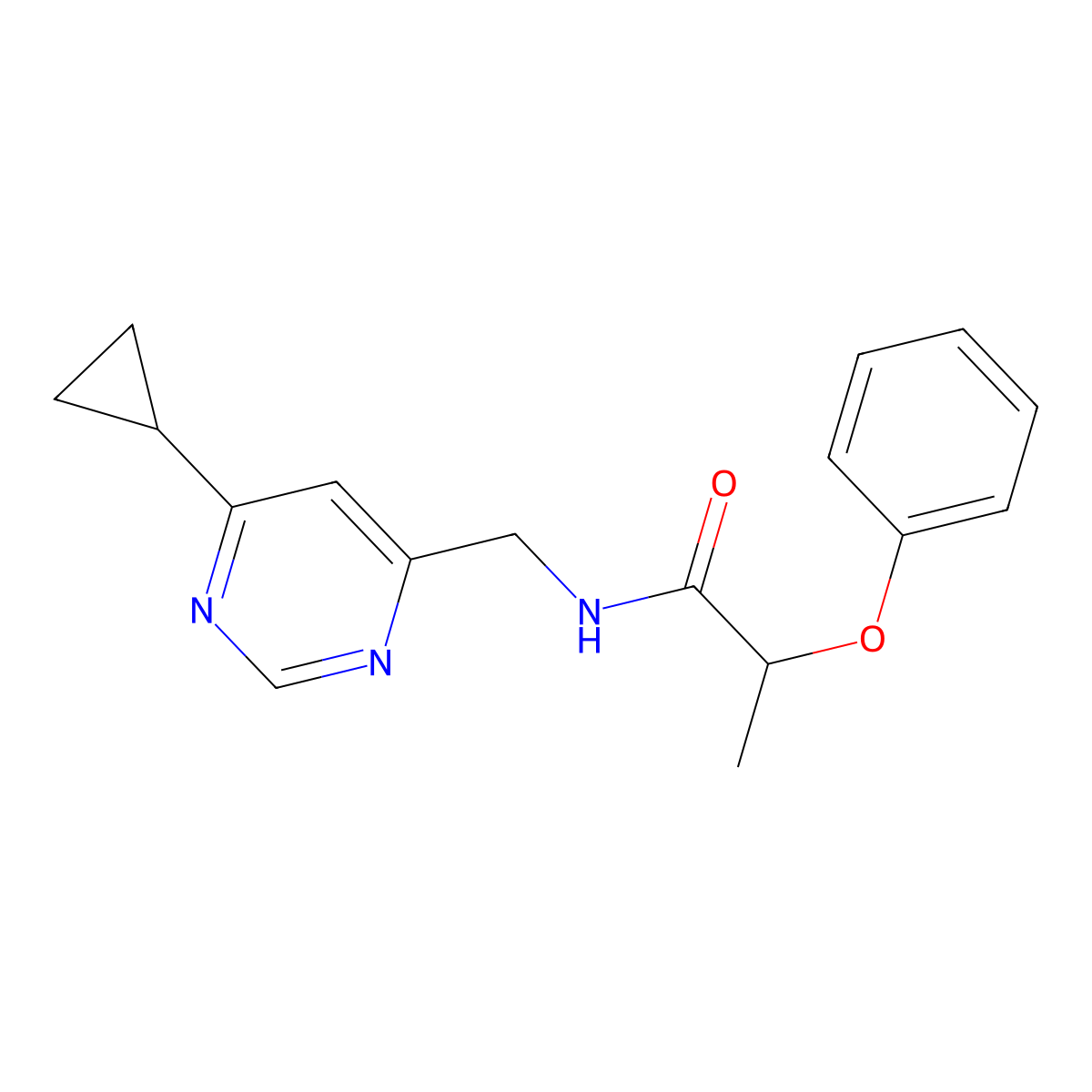 N-[(6-cyclopropylpyrimidin-4-yl)methyl]-2-phenoxypropanamide molecular structure, CAS 2177060-67-0