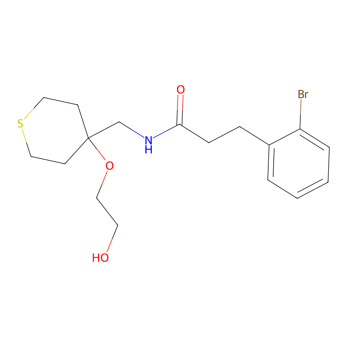 3-(2-bromophenyl)-N-{[4-(2-hydroxyethoxy)thian-4-yl]methyl}propanamide molecular structure, CAS 2177060-71-6