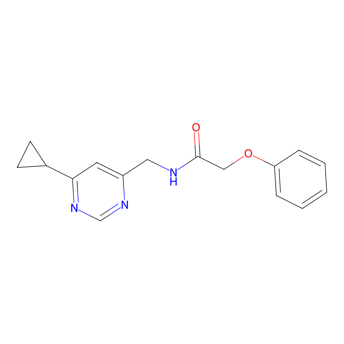 N-[(6-cyclopropylpyrimidin-4-yl)methyl]-2-phenoxyacetamide molecular structure, CAS 2177060-77-2