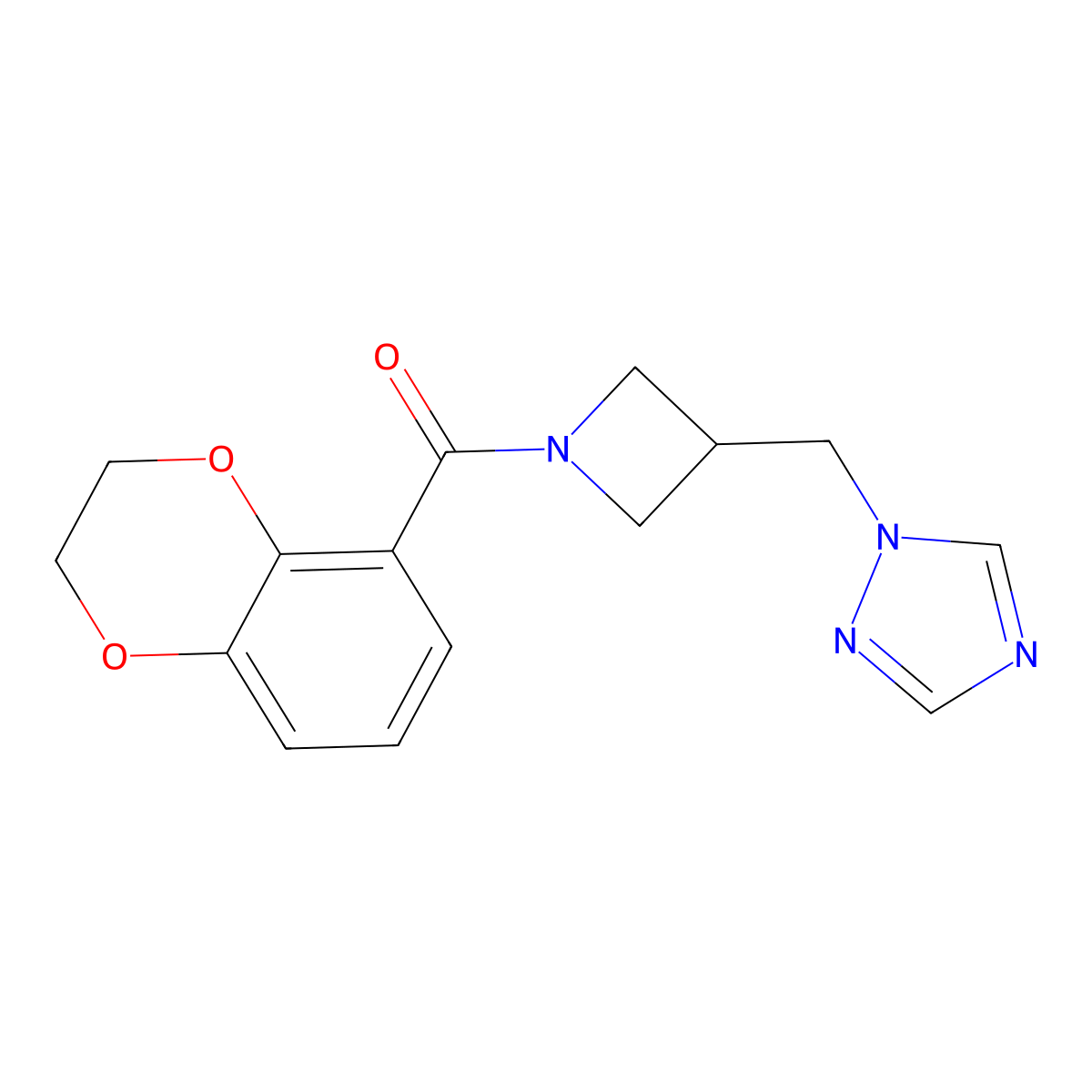 (3-((1H-1,2,4-triazol-1-yl)methyl)azetidin-1-yl)(2,3-dihydrobenzo[b][1,4]dioxin-5-yl)methanone molecular structure, CAS 2177060-78-3