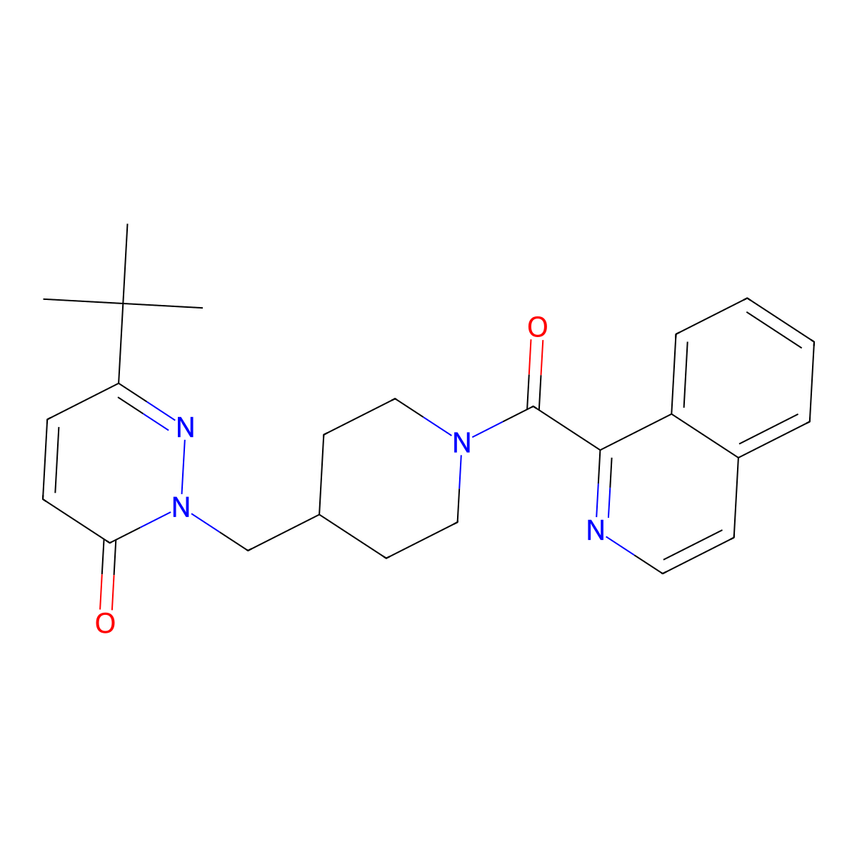 6-Tert-butyl-2-{[1-(isoquinoline-1-carbonyl)piperidin-4-yl]methyl}-2,3-dihydropyridazin-3-one molecular structure, CAS 2177060-81-8