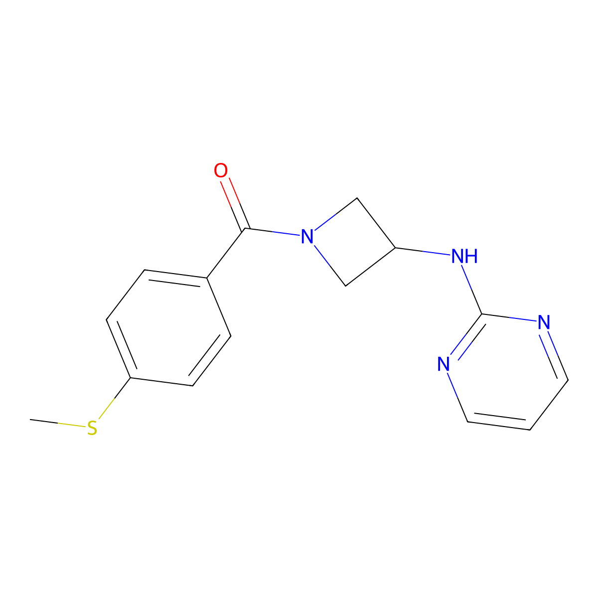 N-{1-[4-(methylsulfanyl)benzoyl]azetidin-3-yl}pyrimidin-2-amine molecular structure, CAS 2177060-82-9