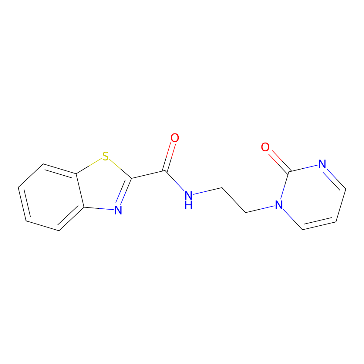 N-[2-(2-oxo-1,2-dihydropyrimidin-1-yl)ethyl]-1,3-benzothiazole-2-carboxamide molecular structure, CAS 2177060-92-1