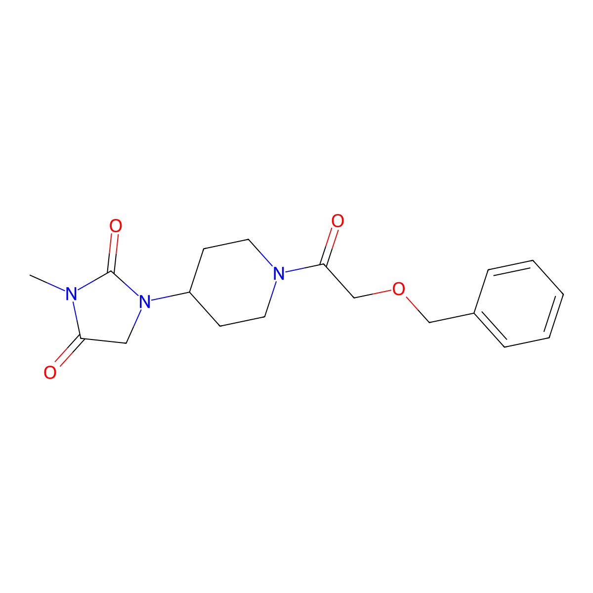 1-(1-(2-(Benzyloxy)acetyl)piperidin-4-yl)-3-methylimidazolidine-2,4-dione molecular structure, CAS 2177060-96-5