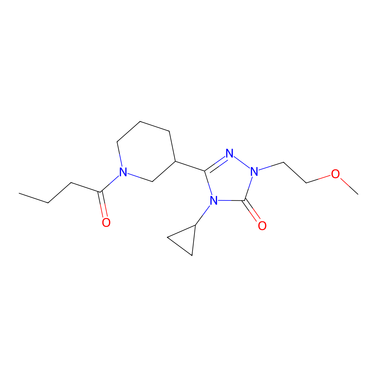3-(1-butyrylpiperidin-3-yl)-4-cyclopropyl-1-(2-methoxyethyl)-1H-1,2,4-triazol-5(4H)-one molecular structure, CAS 2177061-00-4