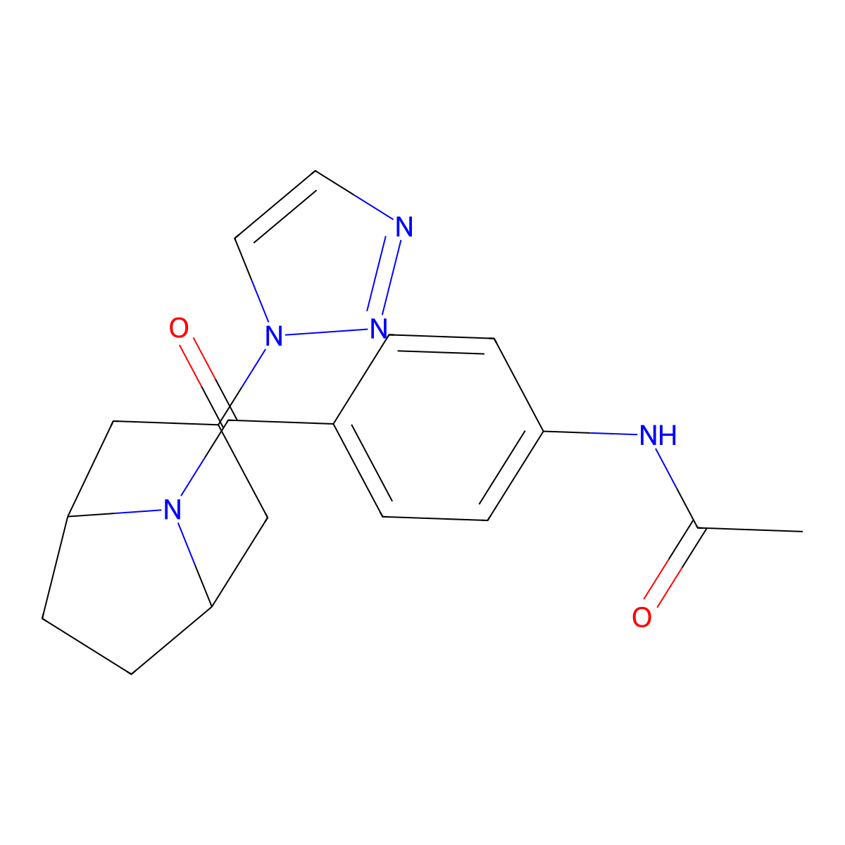 N-{4-[3-(1H-1,2,3-triazol-1-yl)-8-azabicyclo[3.2.1]octane-8-carbonyl]phenyl}acetamide molecular structure, CAS 2177061-11-7