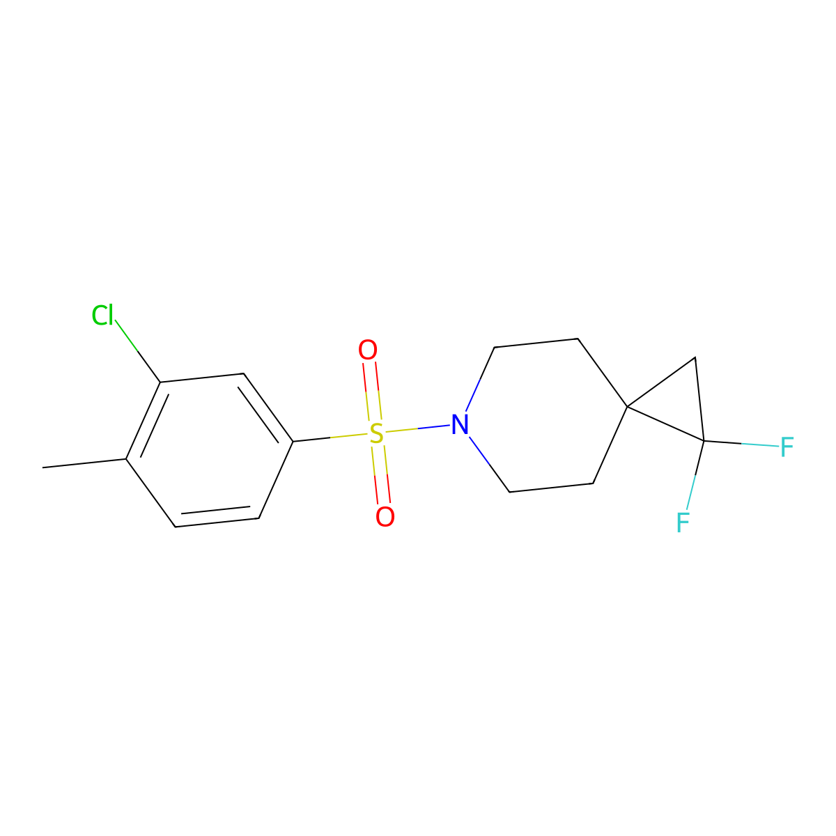 6-(3-Chloro-4-methylbenzenesulfonyl)-1,1-difluoro-6-azaspiro[2.5]octane molecular structure, CAS 2177061-14-0