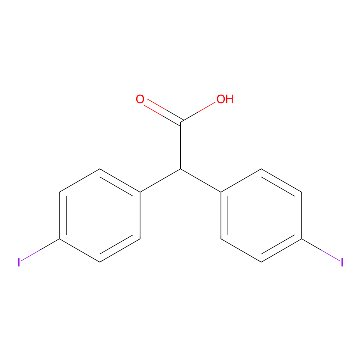 Acetic acid, bis(p-iodophenyl)- molecular structure, CAS 21771-80-2