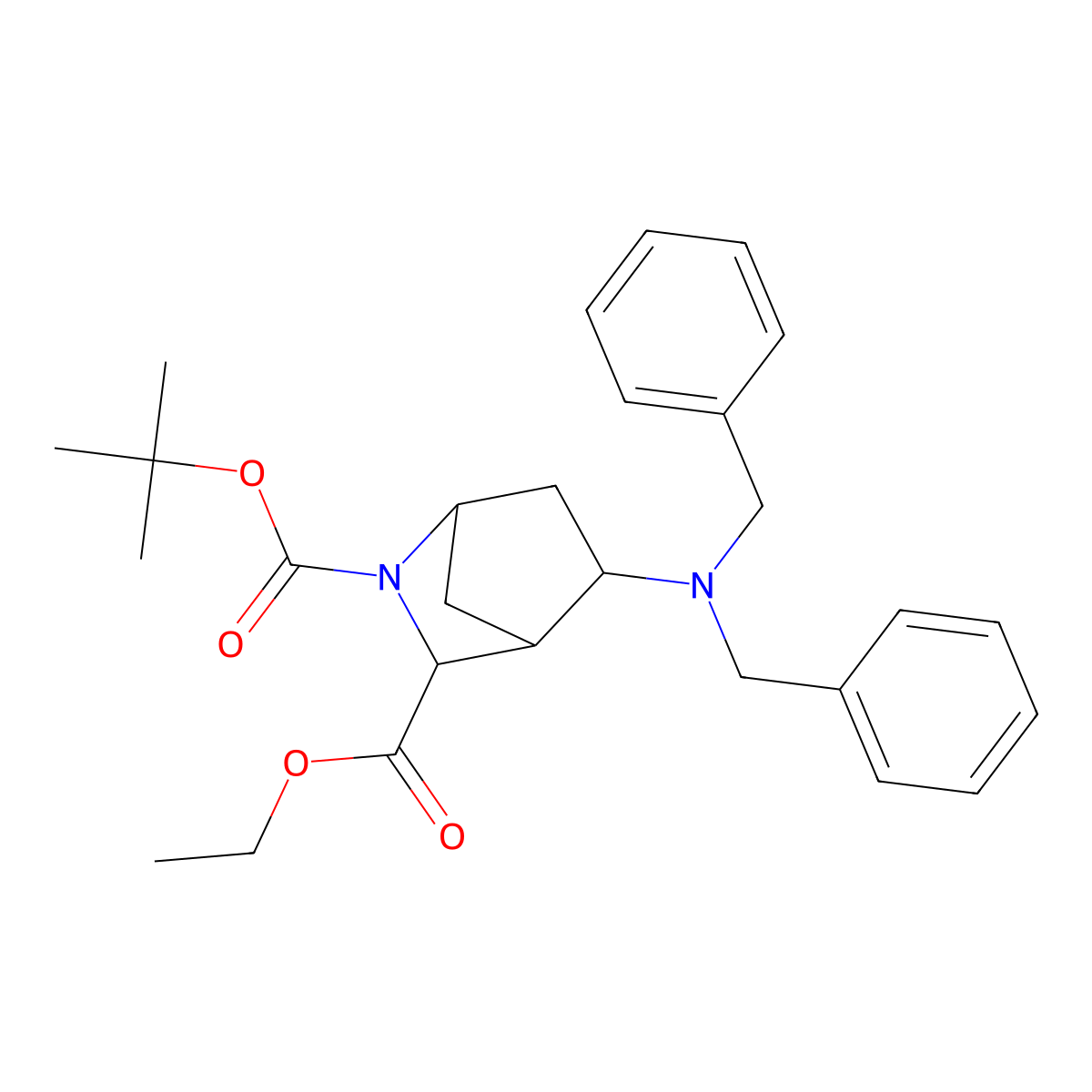 2-(tert-Butyl) 3-ethyl (1S,3S,4R,5R)-5-(dibenzylamino)-2-azabicyclo[2.2.1]heptane-2,3-dicarboxylate molecular structure, CAS 2177255-09-1