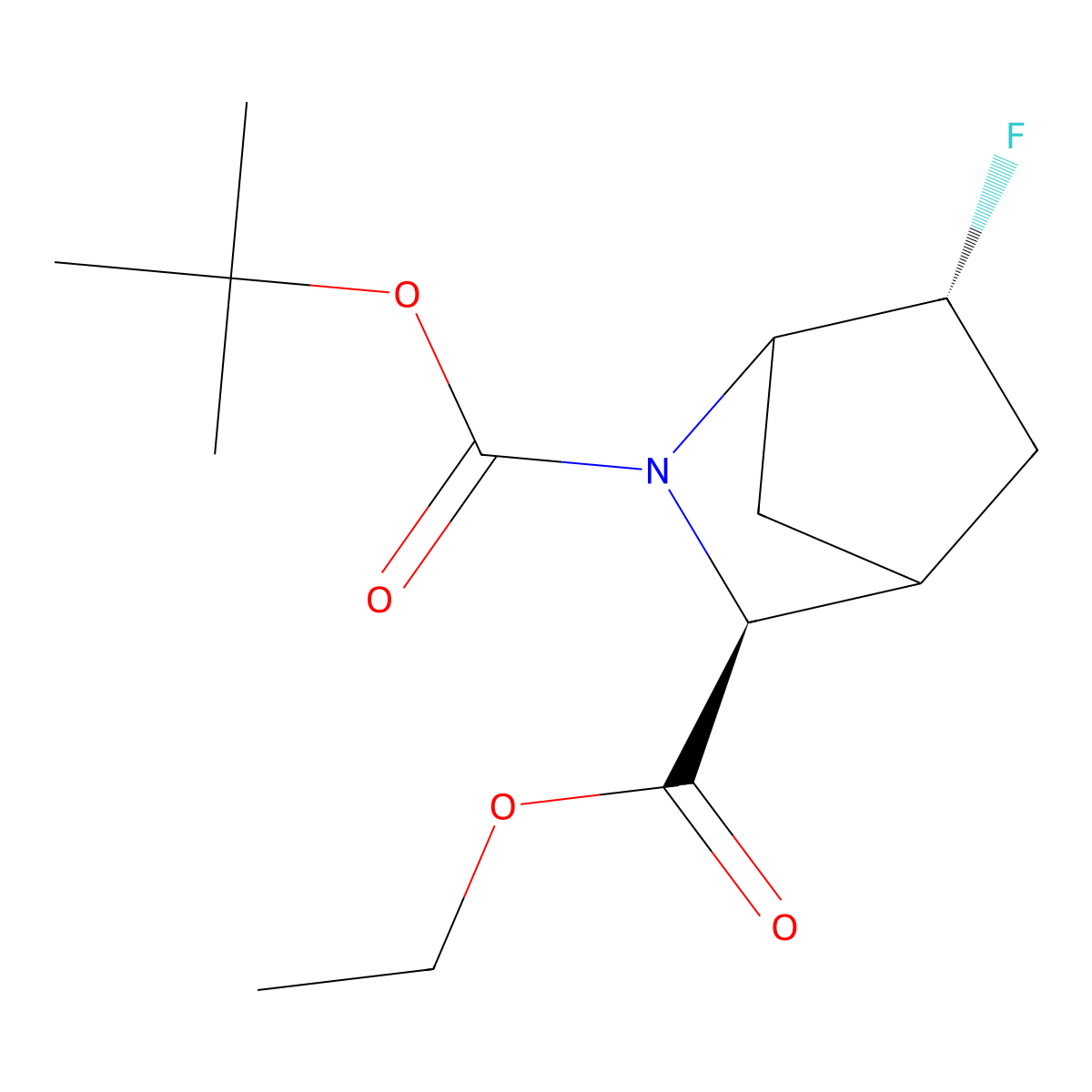 Racemic-(3R,6R)-2-Tert-Butyl3-Ethyl6-Fluoro-2-Azabicyclo[2.2.1]Heptane-2,3-Dicarboxylate molecular structure, CAS 2177255-15-9