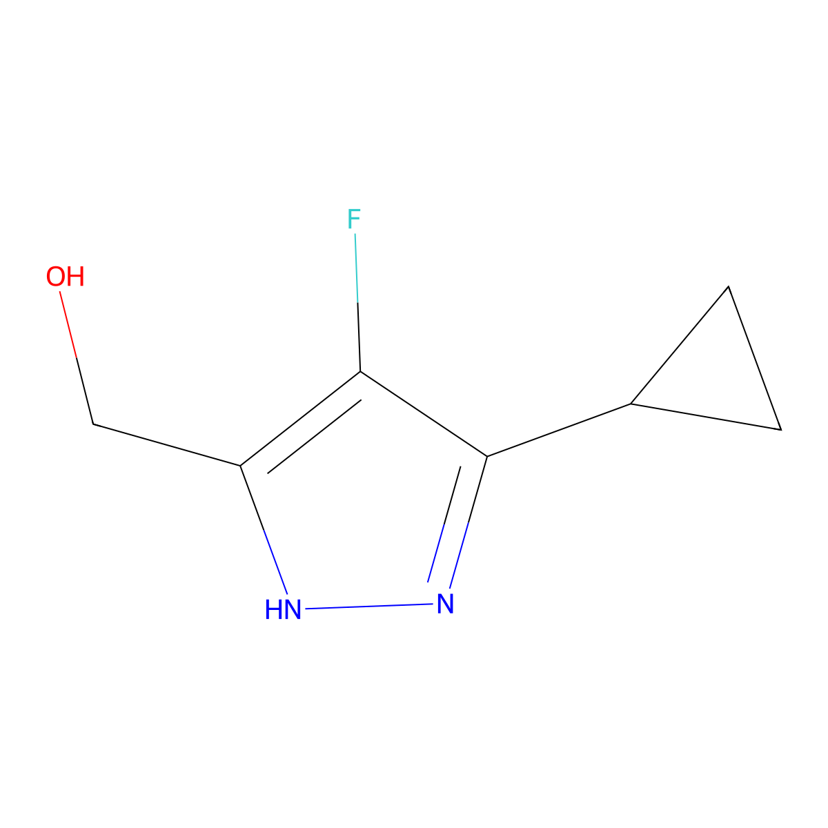 (5-Cyclopropyl-4-fluoro-1H-pyrazol-3-YL)methanol molecular structure, CAS 2177257-47-3