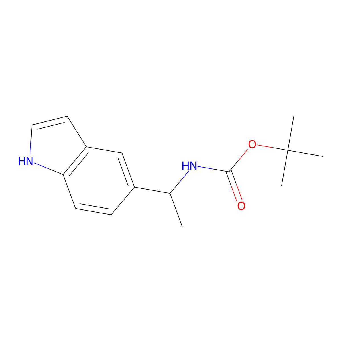 tert-butyl (1-(1H-indol-5-yl)ethyl)carbamate molecular structure, CAS 2177257-56-4