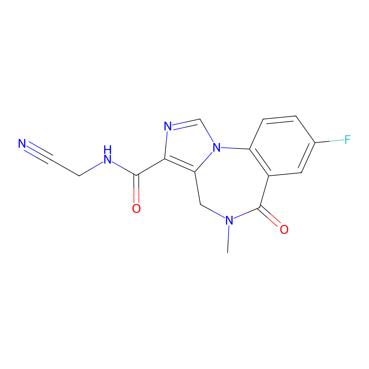 N-(cyanomethyl)-8-fluoro-5-methyl-6-oxo-5,6-dihydro-4H-benzo[f]imidazo[1,5-a][1,4]diazepine-3-carboxamide molecular structure, CAS 2177257-58-6