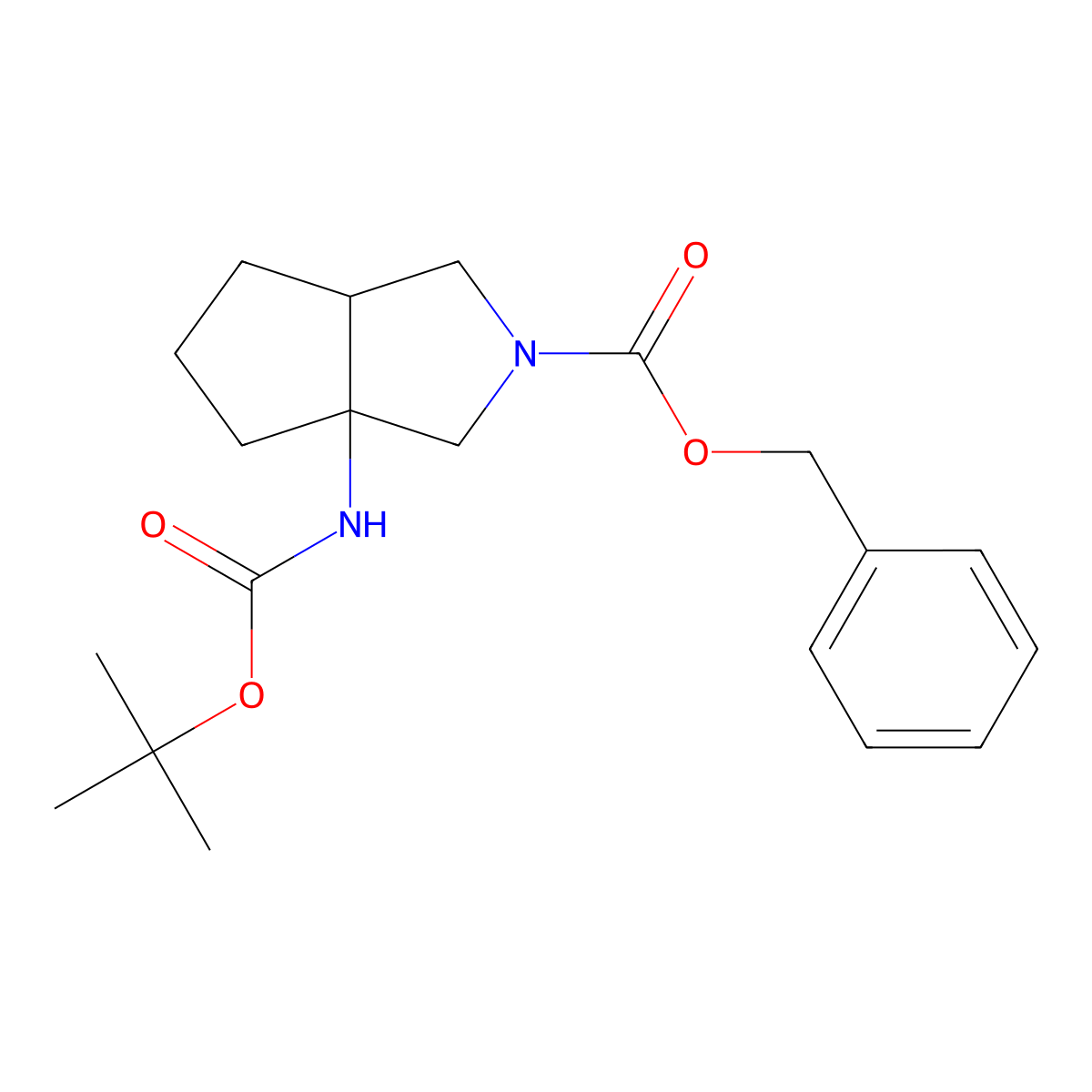 Benzyl 3a-((tert-butoxycarbonyl)amino)hexahydrocyclopenta[c]pyrrole-2(1H)-carboxylate molecular structure, CAS 2177257-63-3