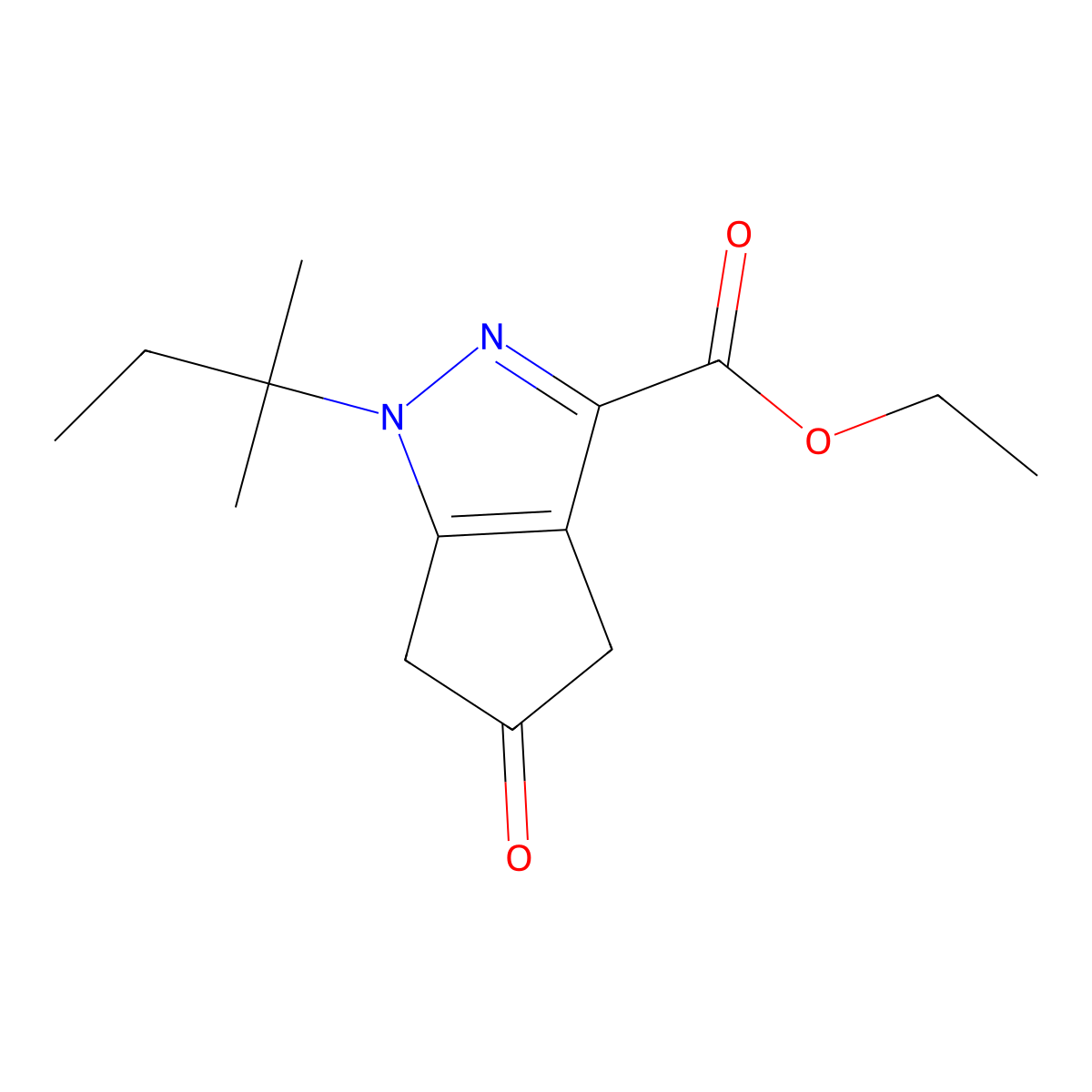 Ethyl 5-oxo-1-(tert-pentyl)-1,4,5,6-tetrahydrocyclopenta[C]pyrazole-3-carboxylate molecular structure, CAS 2177257-64-4